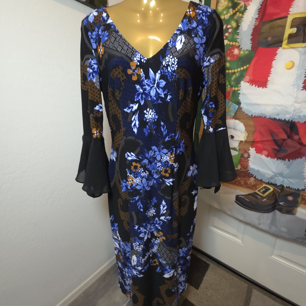 INC International Concepts Black and Blue Floral Dress